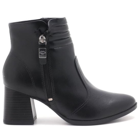 Bota Dakota Cano Curto Zíper Salto Bloco Feminino G5773 Preto