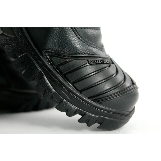 Bota de Couro Preta Masculina com Zíper de Motoqueiro
