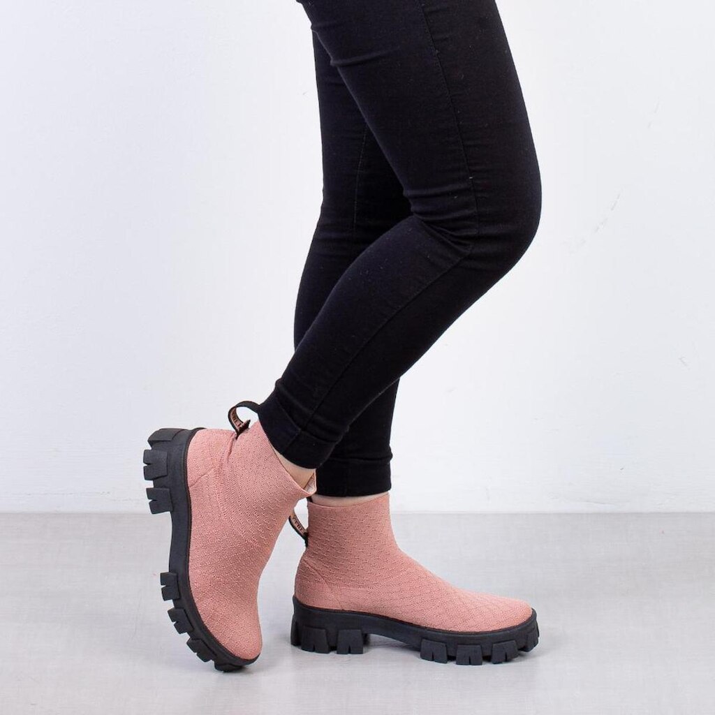Bota de malha feminina tratorada 206