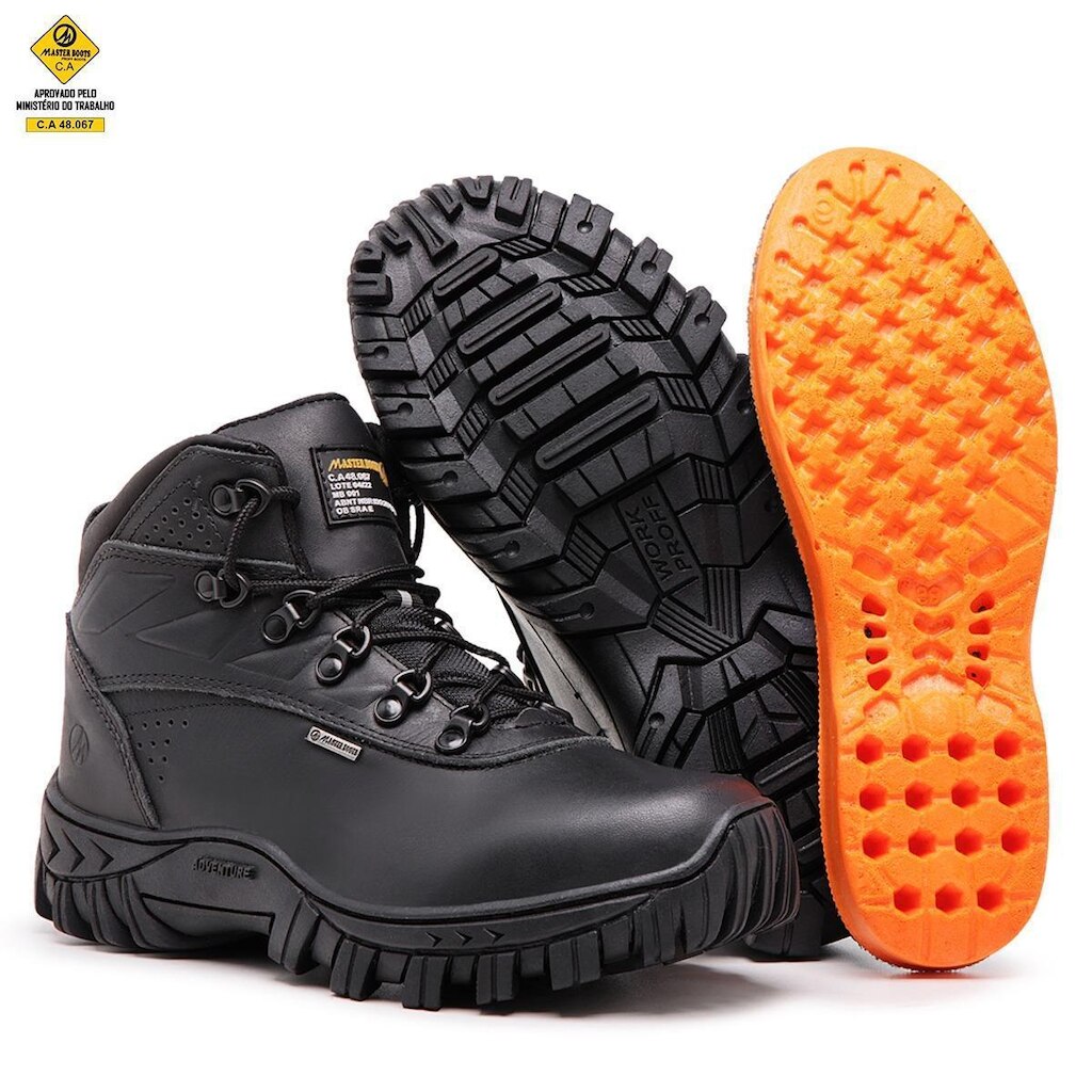 Bota De Seguranca Master Boot Couro Solado de Borracha Masculina