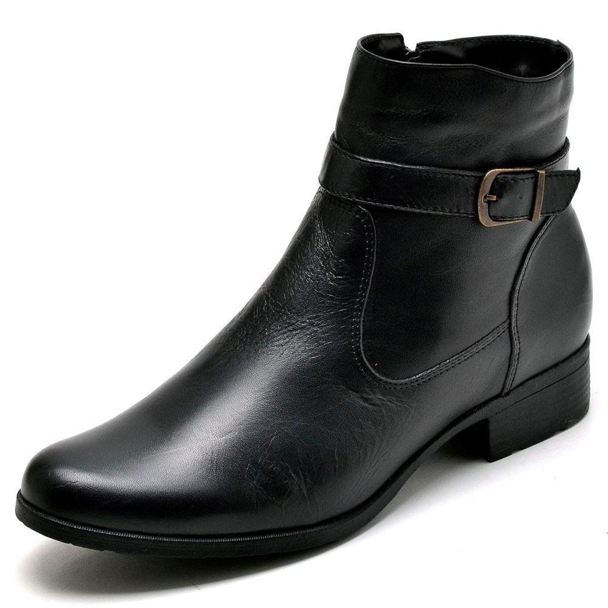 Bota Em Couro Cano Curto Zabath Feminina Menor preço em Bota Em Couro Cano Curto Zabath Feminina