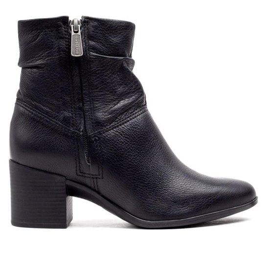 Bota feminina Bottero em couro Burnish Preto - Preto Menor preço em Bota feminina Bottero em couro Burnish Preto - Preto