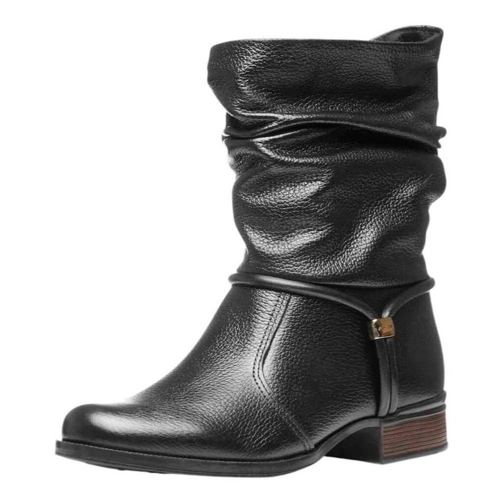 Bota Feminina Cano Baixo Moderna em Couro Estilo Leve Pegada