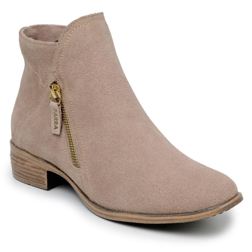 Bota Feminina Cano Curto Camurça Couro Original