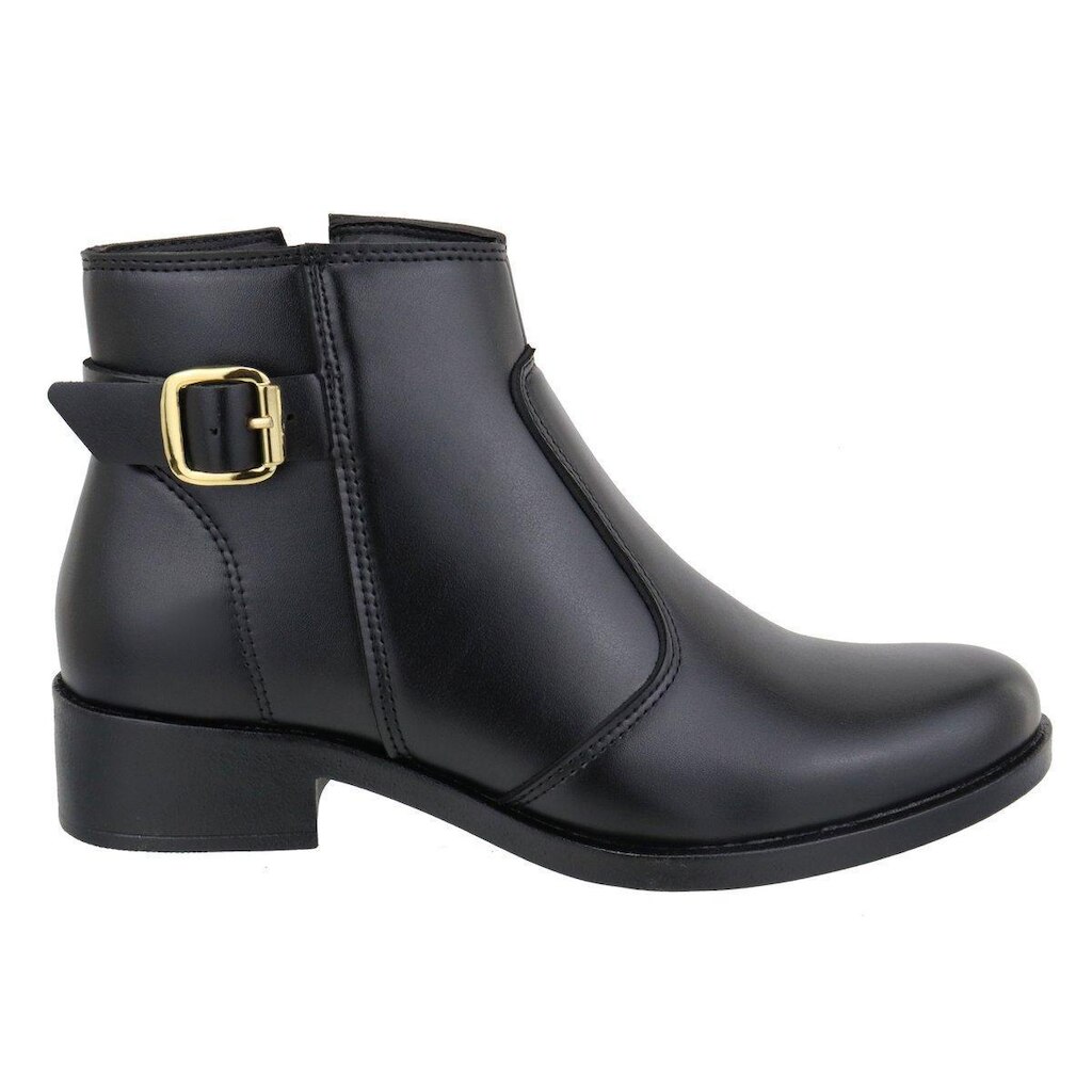 Bota Feminina Cano Curto Fivela Estilo E Conforto