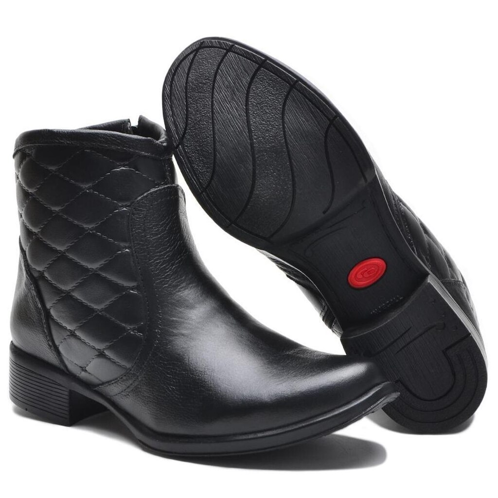 Bota Feminina Casual Cano Curto em Couro