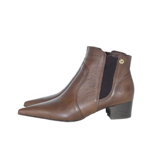 Bota Feminina Chelsea Cano Curto Couro Salto 4 cm