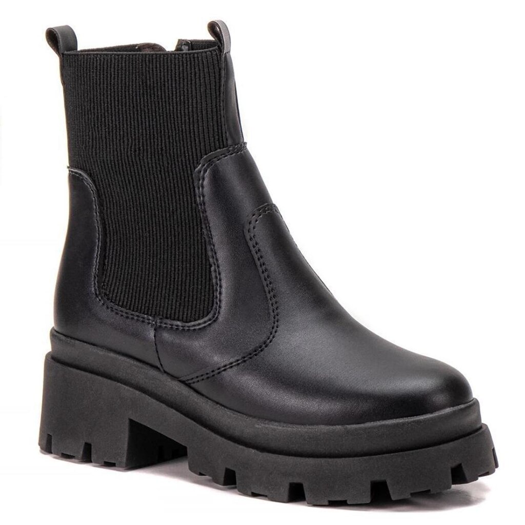 Bota Feminina Chelsea Tratorada Confortável Zíper Elástico