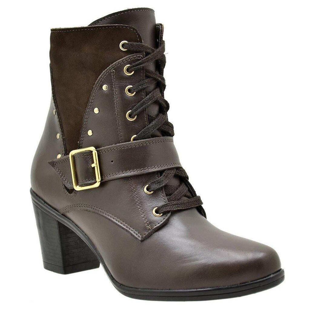 BOTA FEMININA COURO CONFORT 9066 KM CAFÉ