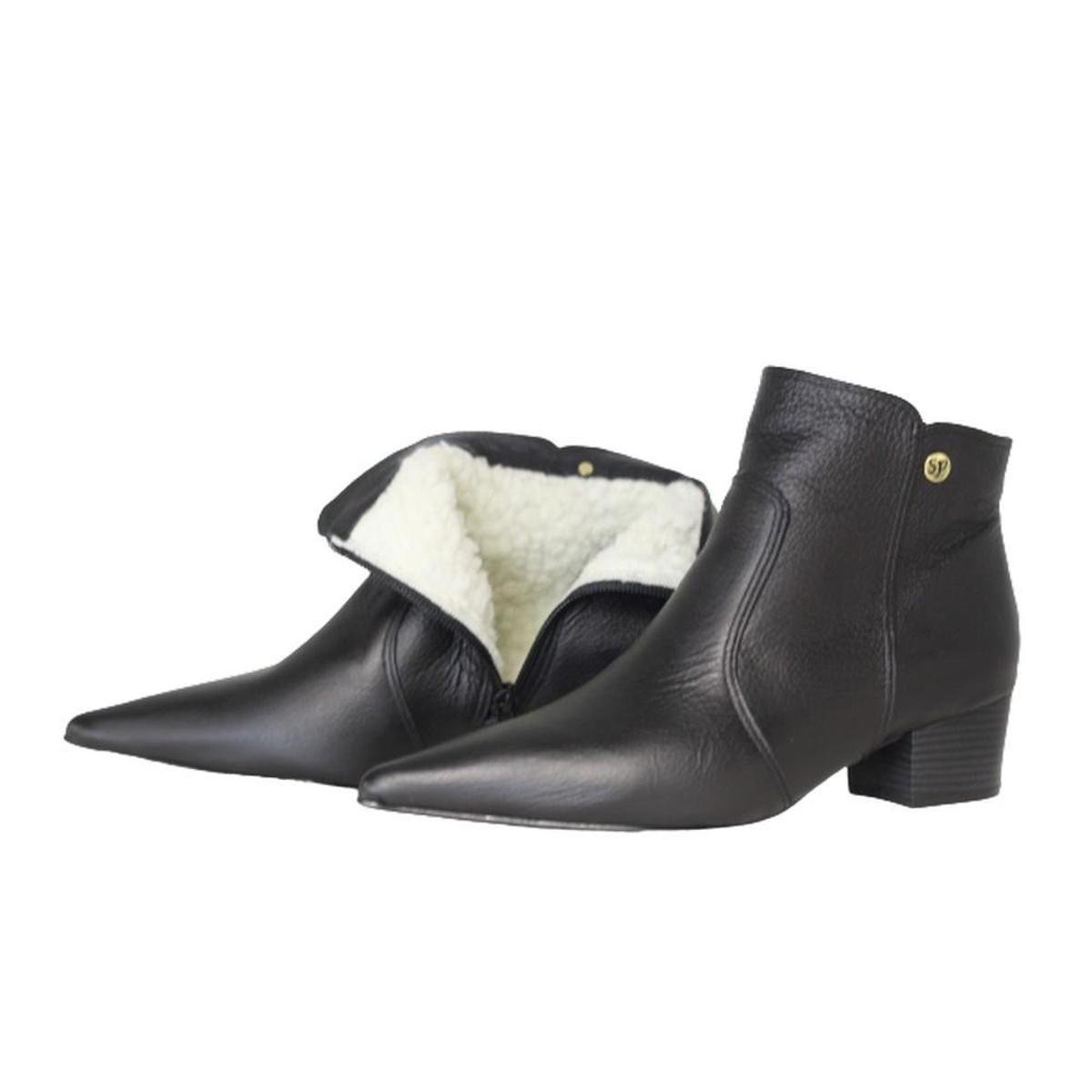 Bota Cano Curto Bico Fino Salto Baixo Bota Cano Curto Bico E Salto