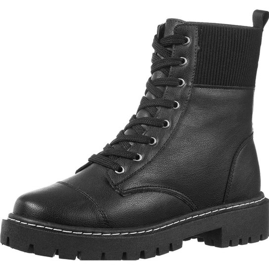 Bota Feminina GiGiL Tratorada Elástico Moda - Preto Menor preço em Bota Feminina GiGiL Tratorada Elástico Moda - Preto