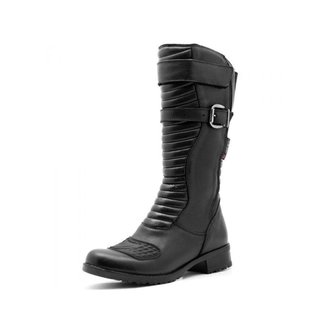 BOTA FEMININA MOTOCICLISTA COURO 9117 KM PRETA