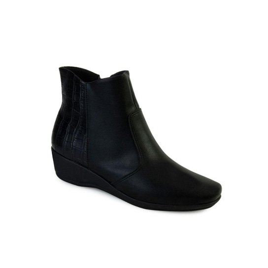 Bota Feminina Piccadilly Anabela Baixo Cano Curto 143200 Preto - Preto Menor preço em Bota Feminina Piccadilly Anabela Baixo Cano Curto 143200 Preto - Preto