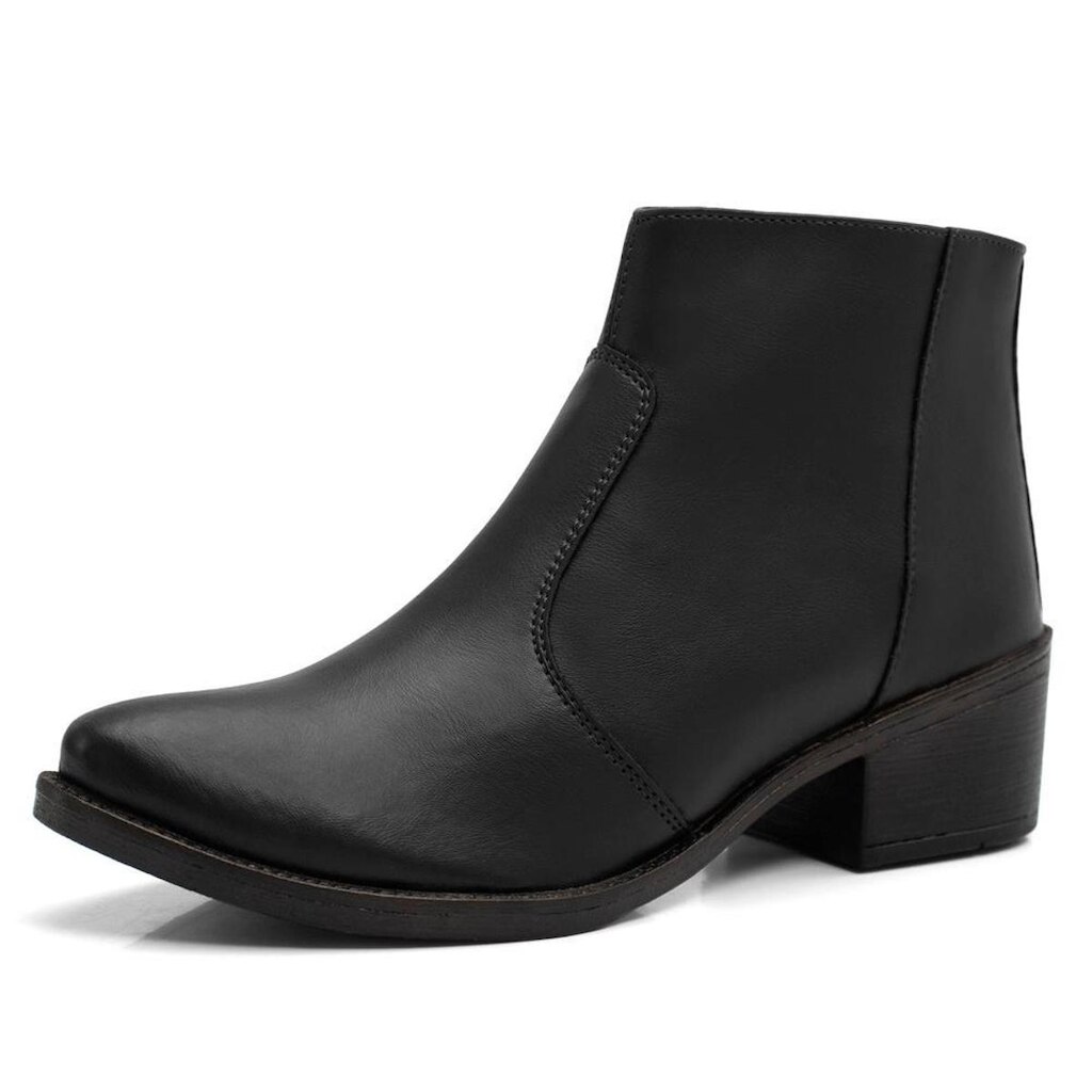 Bota Feminina Pórtice Cano Curto Fivela Com Zíper
