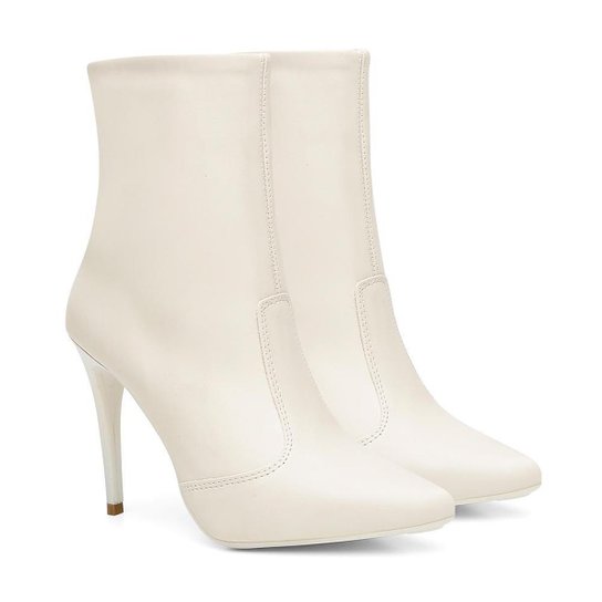 Bota Feminina Vicerinne Dot Bico Fino Salto Alto Fino Lisa - Off White Menor preço em Bota Feminina Vicerinne Dot Bico Fino Salto Alto Fino Lisa - Off White