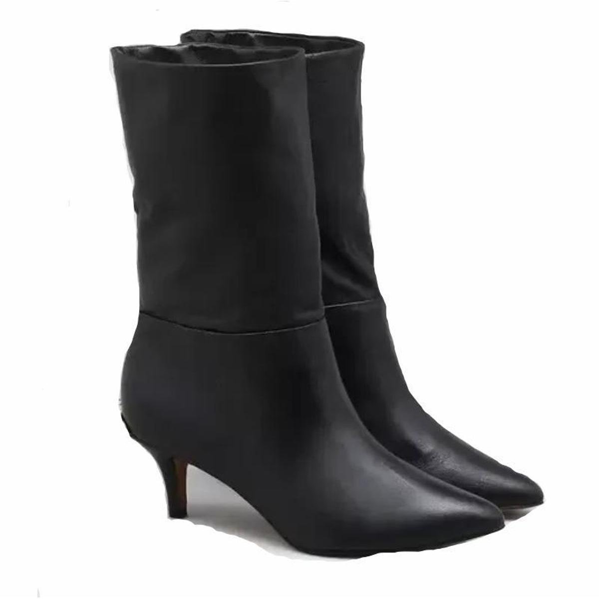 Bota Cano Medio Salto Fino Baixo Salto Fino Bota Vermelha Salto