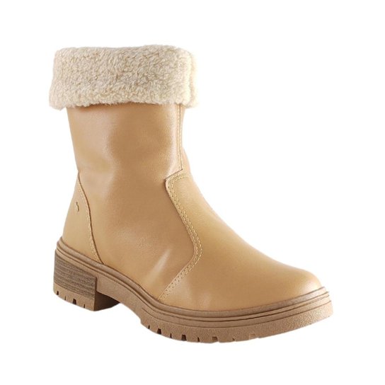 Bota Forrada Feminina Dakota Bege Cano Médio de Pelinho - Marrom Menor preço em Bota Forrada Feminina Dakota Bege Cano Médio de Pelinho - Marrom