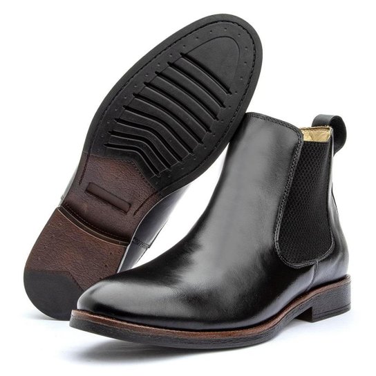 Bota IGO Masculina Chelsea em Couro Confortável - Preto Menor preço em Bota IGO Masculina Chelsea em Couro Confortável - Preto