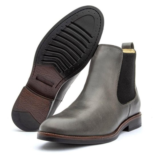 Bota IGO Masculina Chelsea em Couro Confortável - Grafite Menor preço em Bota IGO Masculina Chelsea em Couro Confortável - Grafite