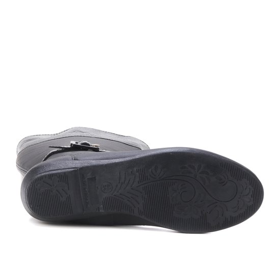 Bota Infantil Cano Longo Básica Croco Feminina - Preto