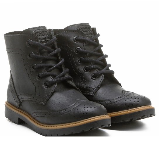 Bota Infantil Coturno Klin Brogue Masculina - Preto Menor preço em Bota Infantil Coturno Klin Brogue Masculina - Preto