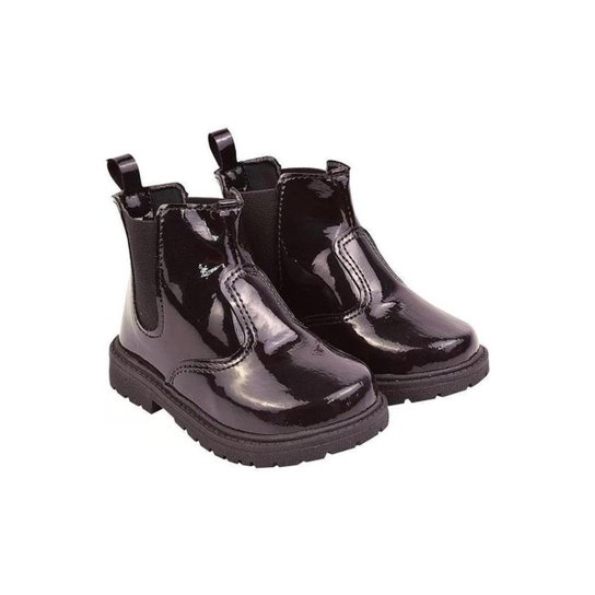Bota Infantil Feminina Chelsea Verniz Conforto Moderna - Preto Menor preço em Bota Infantil Feminina Chelsea Verniz Conforto Moderna - Preto