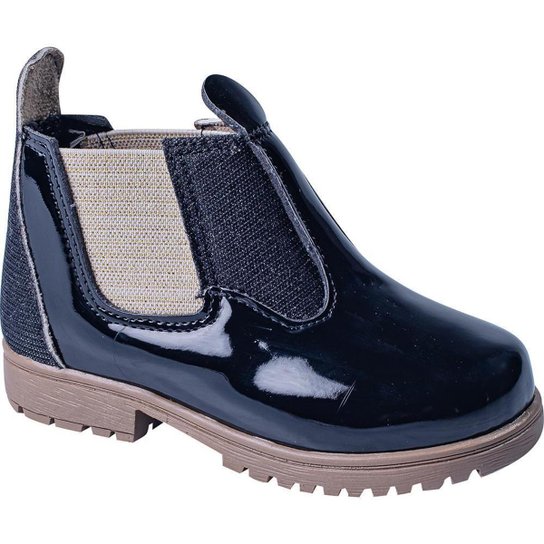Bota Infantil Menina Metalizada Cano Curto Elástico Leve - Preto Menor preço em Bota Infantil Menina Metalizada Cano Curto Elástico Leve - Preto