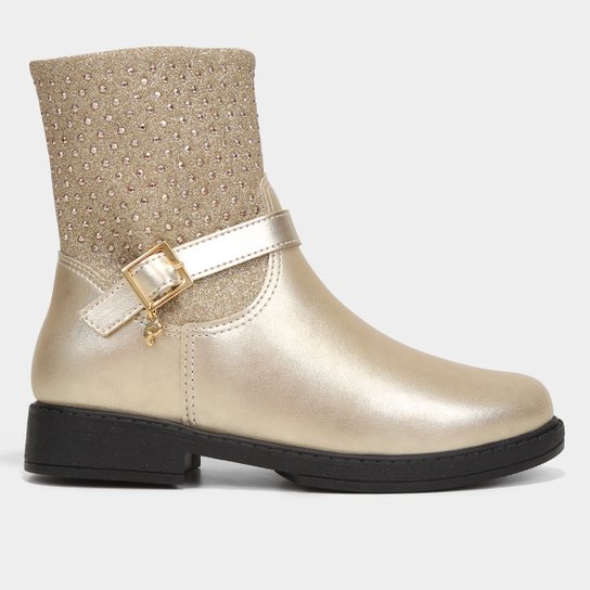Bota Infantil Pampili Biker Safira Menina - Dourado Menor preço em Bota Infantil Pampili Biker Safira Menina - Dourado