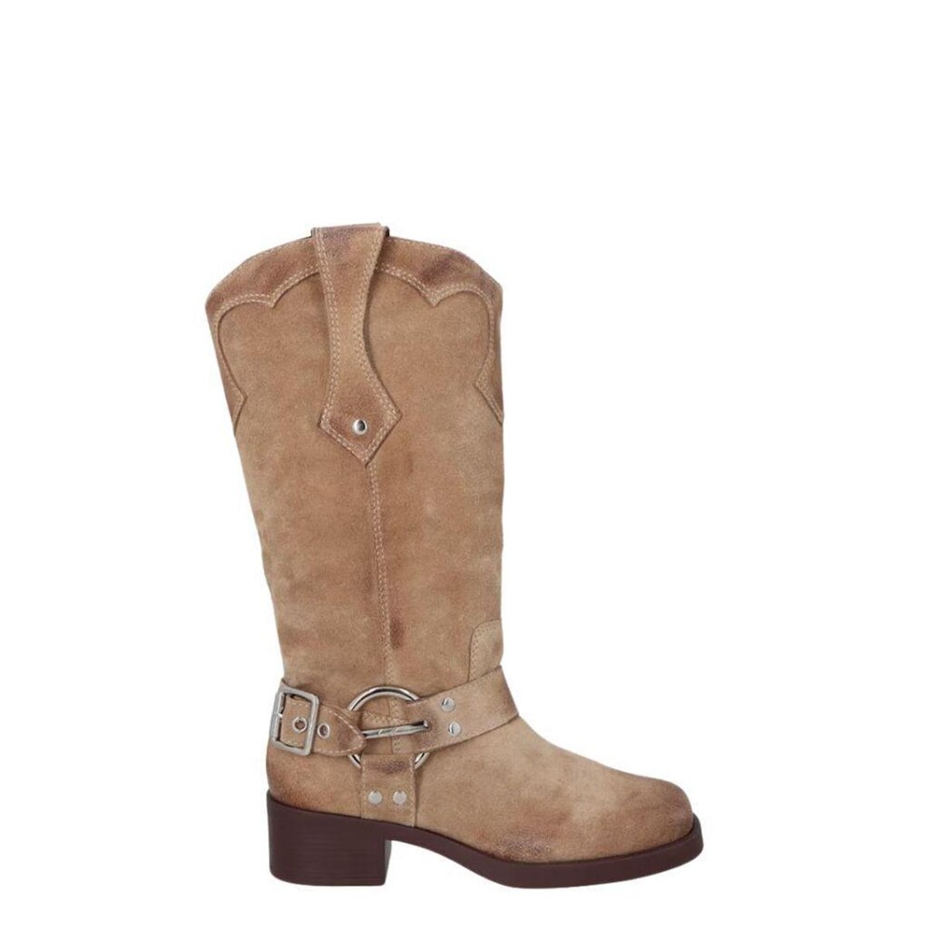 Bota Luiza Barcelos Biker Cano Médio Bege
