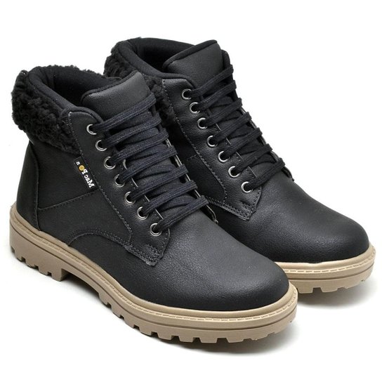 Bota Mac Point Coturno Pelinho Feminina - Preto Menor preço em Bota Mac Point Coturno Pelinho Feminina - Preto