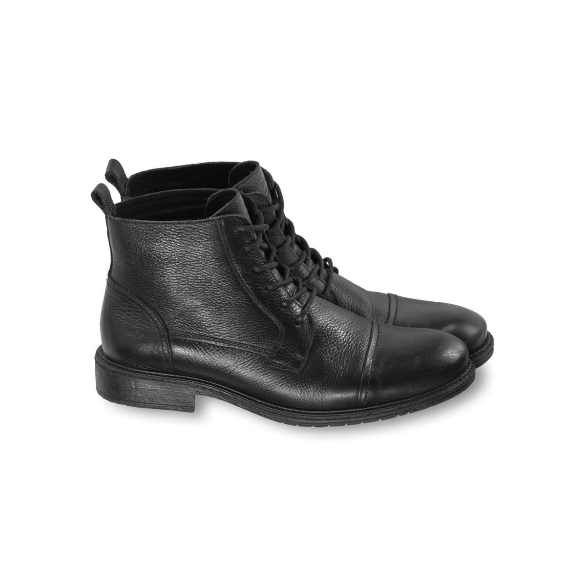 Bota Masculina Cano Médio em Couro com Cadarço Menor preço em Bota Masculina Cano Médio em Couro com Cadarço