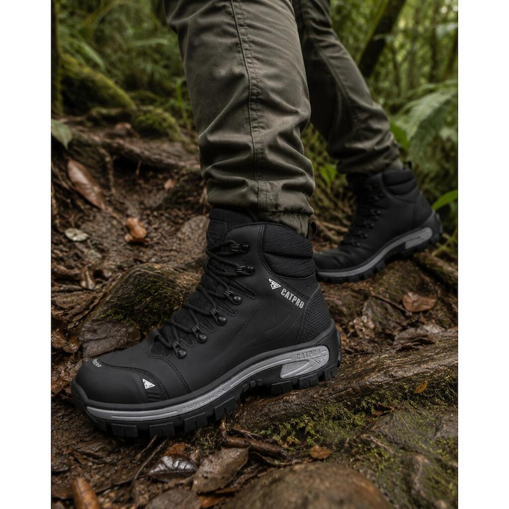 Bota Masculina CATPRO Alpha Couro Legítimo C.A Trabalho Trilha Casual Resistente Forte Tratorada