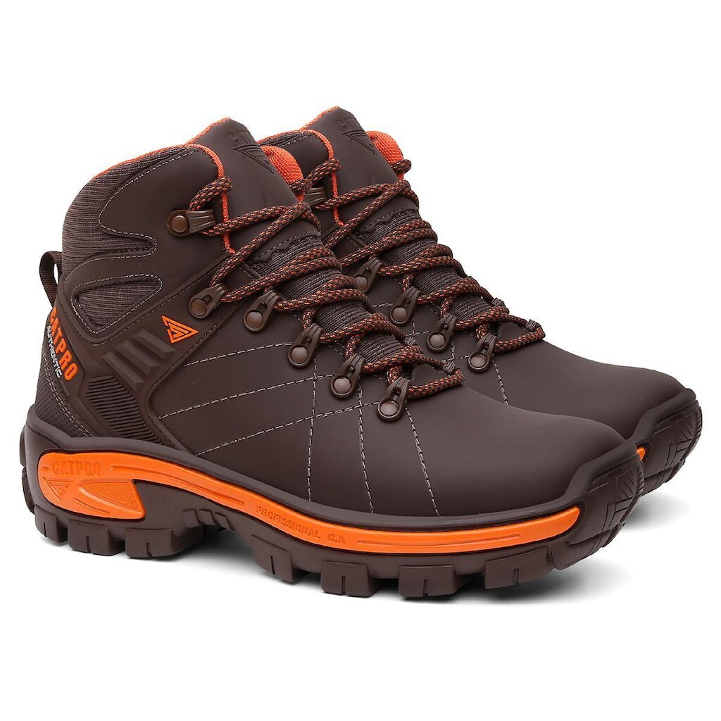 Bota Masculina CATPRO Delta Café Couro C.A Segurança Trabalho Cano Médio Resistente EPI Profissional