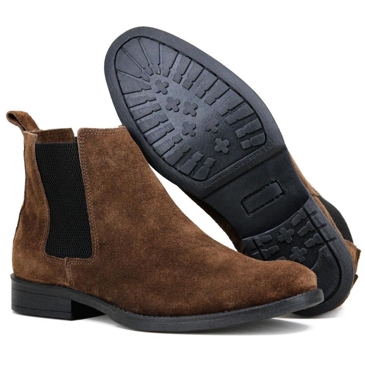 Bota Masculina Chelsea Couro Super Confortável Premium - Café | Netshoes