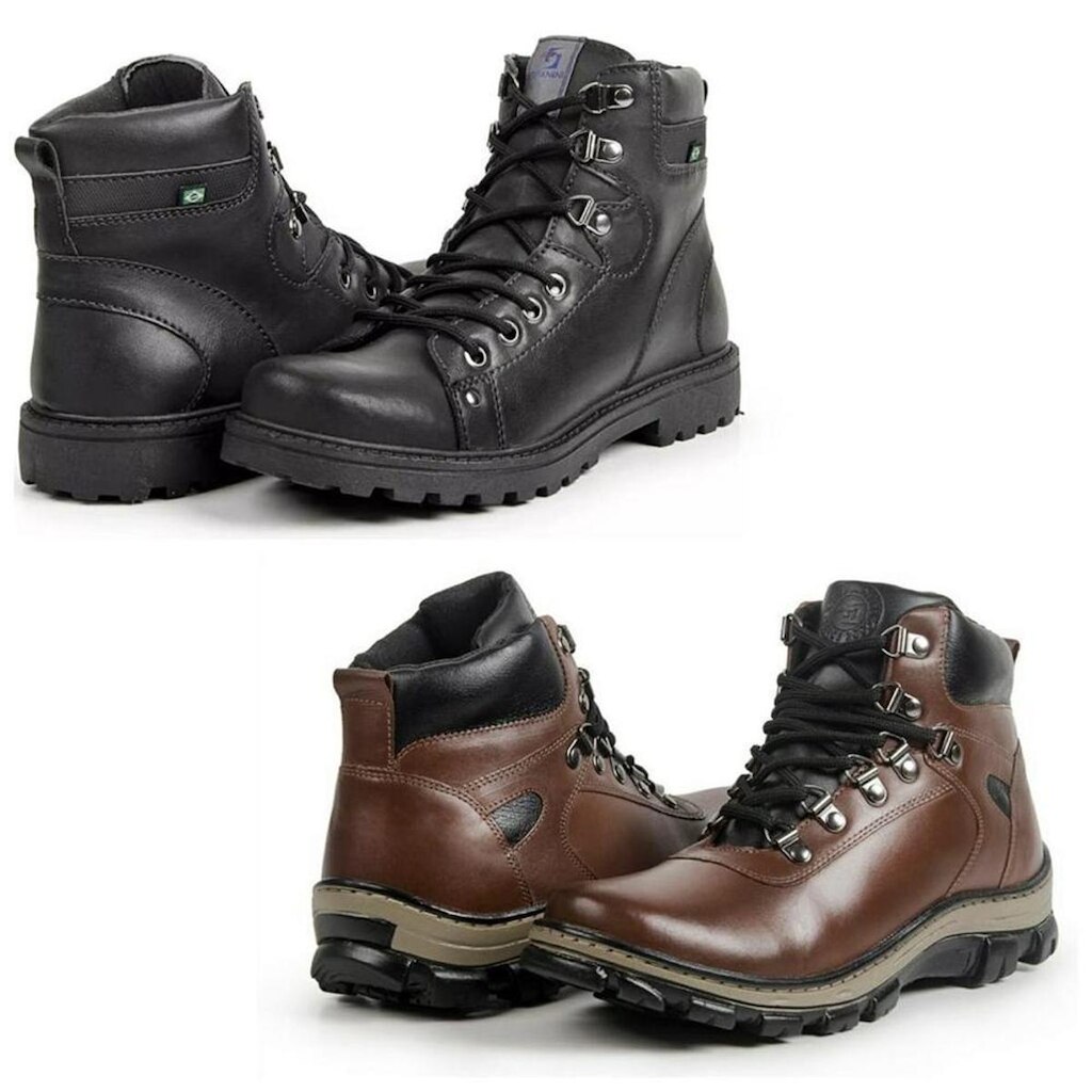 Bota Masculina Coturno Cadarço Confortável Moderna Kit 2