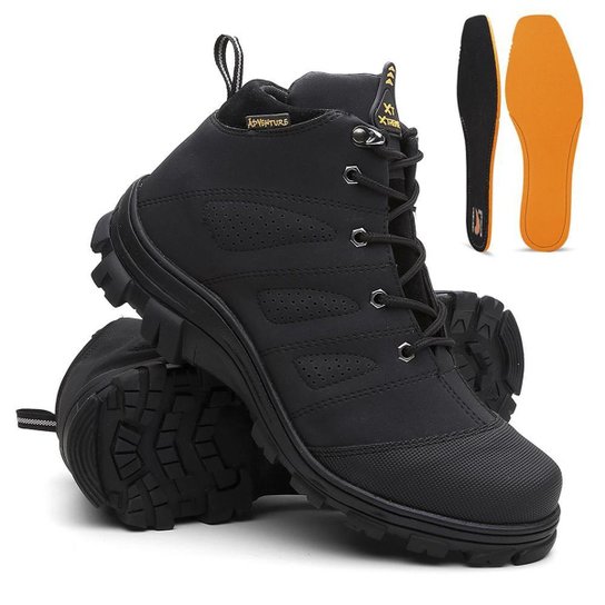 Bota Masculina Coturno Masculino Adventure Confortável - Preto Menor preço em Bota Masculina Coturno Masculino Adventure Confortável - Preto