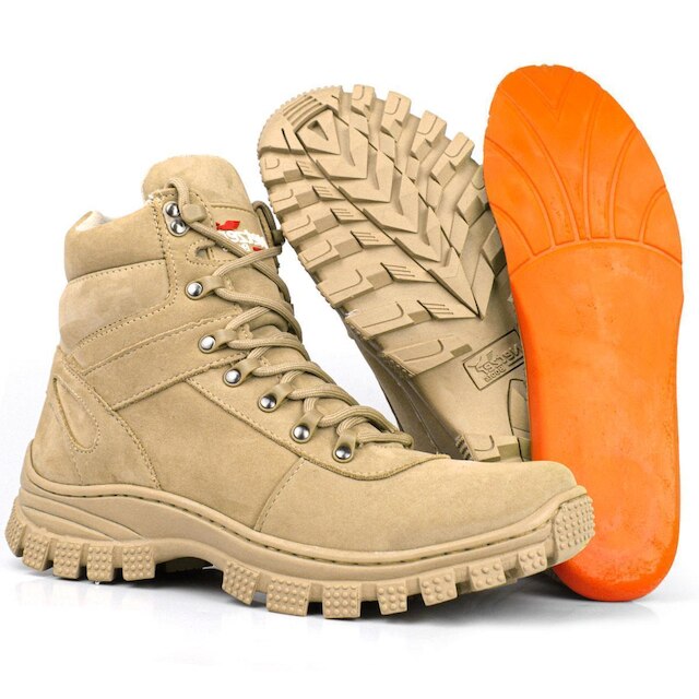 Bota Masculina Couro Cano Curto Coturno Cadarço Tratorada