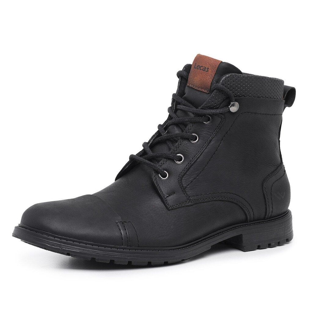 Bota masculina couro forrada garagem Lecas 9150 preto