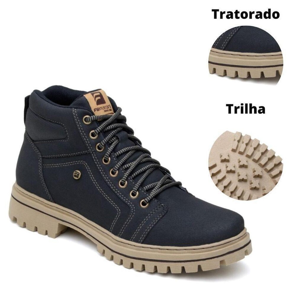 Bota Masculina em Couro Confortável Coturno Casual Resistente