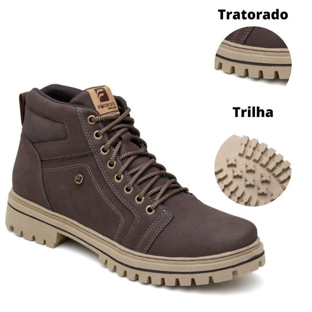 Bota Masculina em Couro Confortável Coturno Casual Resistente