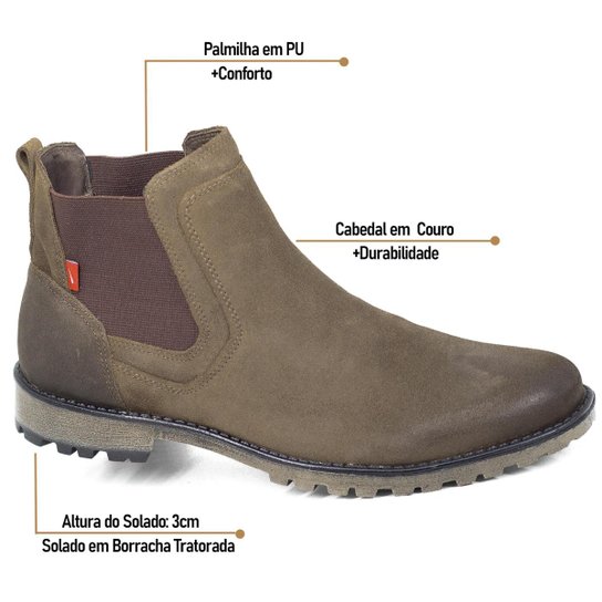 Bota Masculina Ferracini 24h Cross Couro Chelsea Elástico Tratorada 9951-517 Cor:;Tamanho:41
