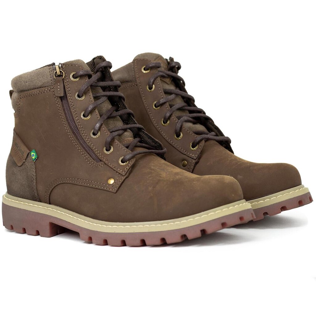 Bota Masculina Macboot Cumaru Militar Couro Cano Médio Confortável Resistente CUMA02