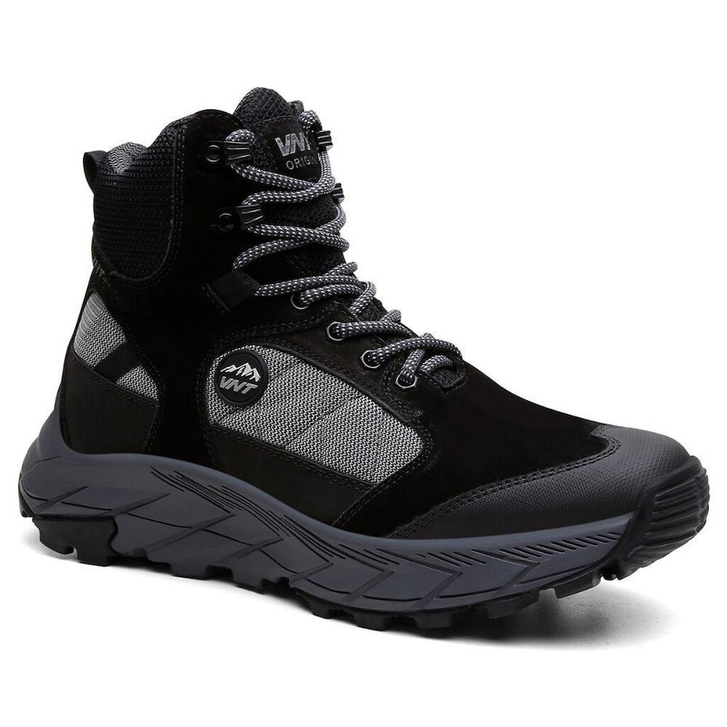 Bota Masculina VNT Preto em Couro Legítimo com Alta Aderência - Palmilha EVA, Visual Robusto