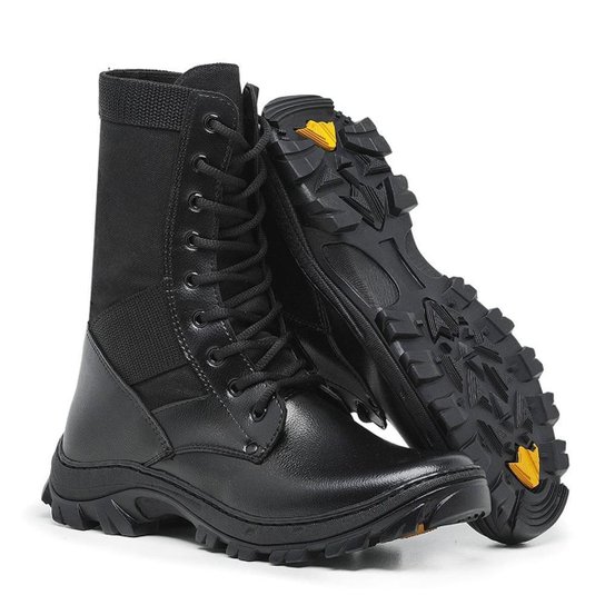 Bota Militar Coturno Masculino Tático Resistente Confortável - Preto Menor preço em Bota Militar Coturno Masculino Tático Resistente Confortável - Preto