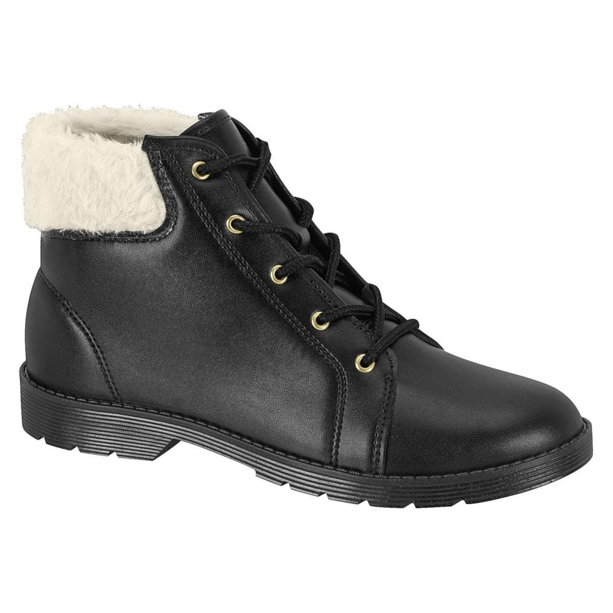 Bota Moleca Coturno Detalhe em Pelinho Feminino