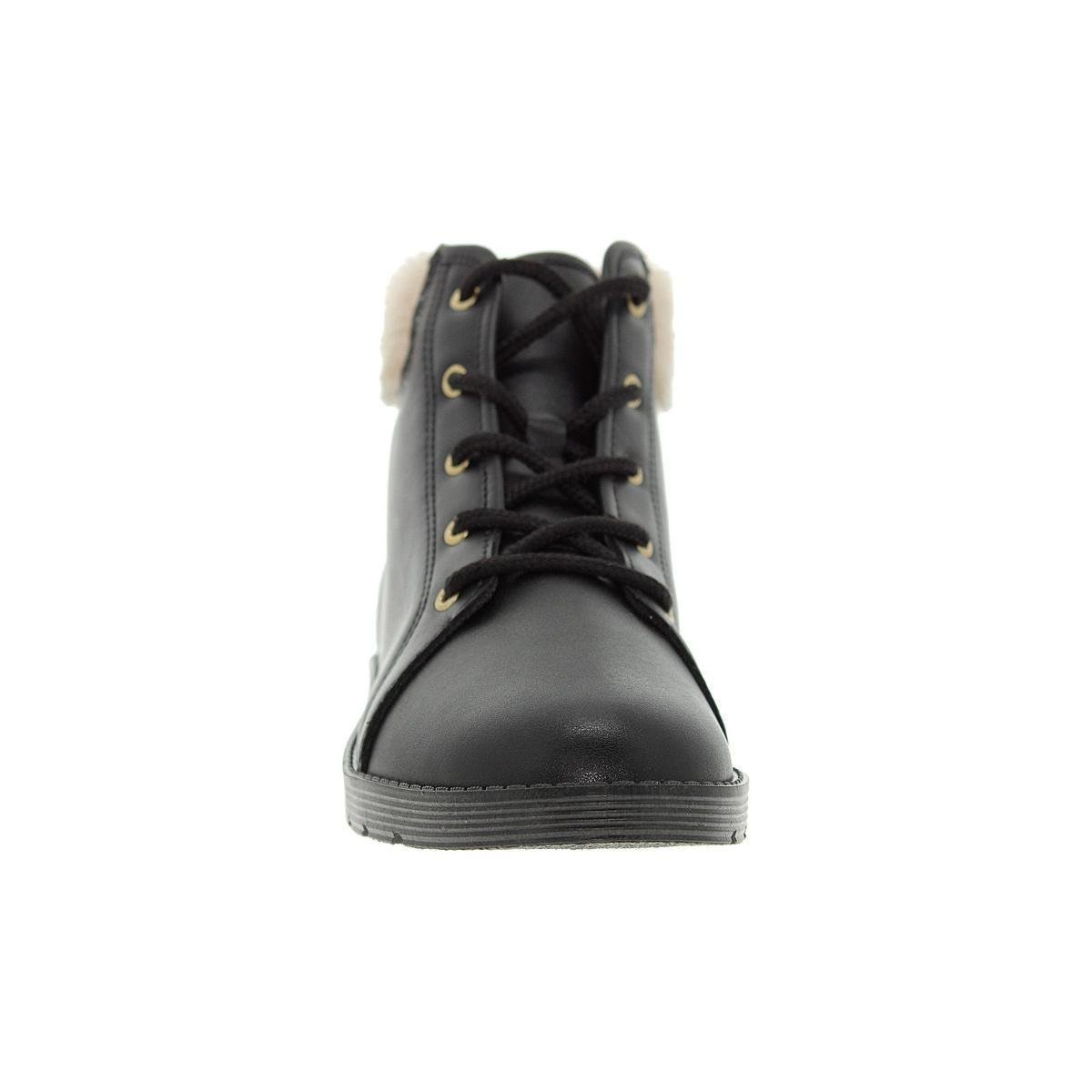 Bota Moleca Coturno Detalhe em Pelinho Feminino Preto