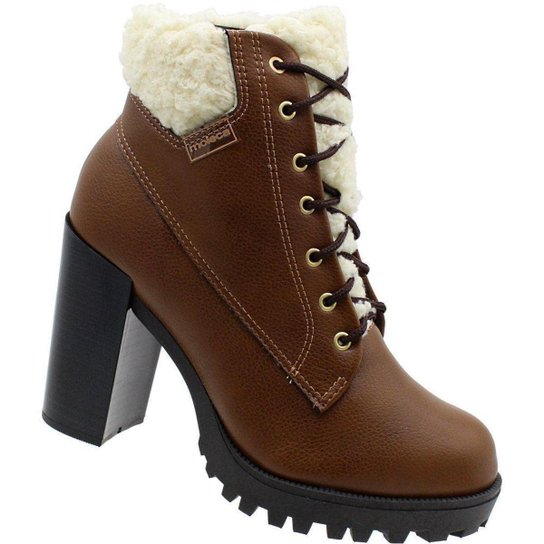 Bota Moleca Flother Coturno Aviador Forro Pelo Salto Grosso