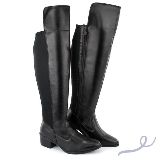 Bota Montaria Over The Knee Ajustavel Zíper Lateral - Preto Menor preço em Bota Montaria Over The Knee Ajustavel Zíper Lateral - Preto