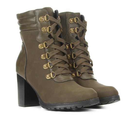 Bota Mooncity Coturno Salto Alto Feminina - Verde Menor preço em Bota Mooncity Coturno Salto Alto Feminina - Verde