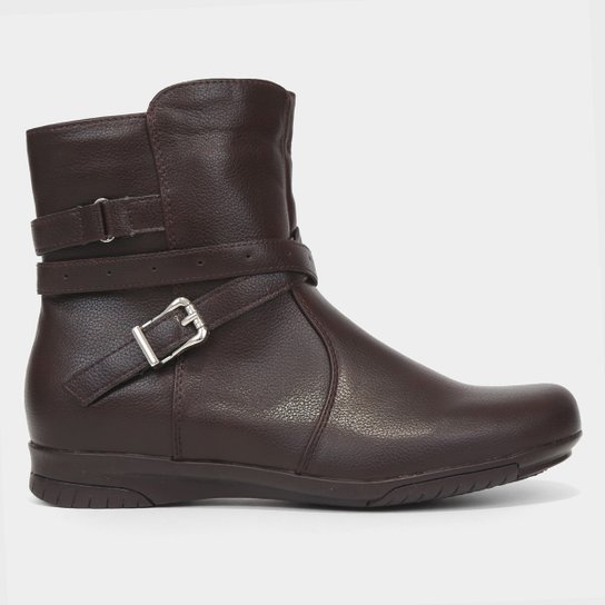 Bota Mooncity Fivela Cano Baixo Feminina - Marrom Menor preço em Bota Mooncity Fivela Cano Baixo Feminina - Marrom